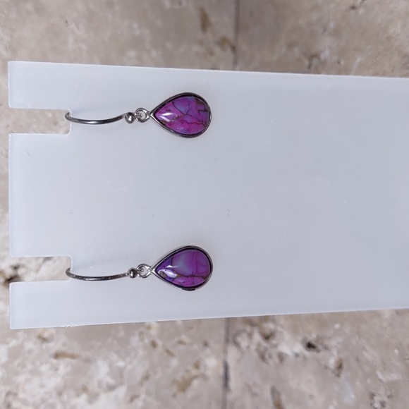 Purple Turquoise/Sterling Silver Necklace & Earrings Set - Picture 3 of 9